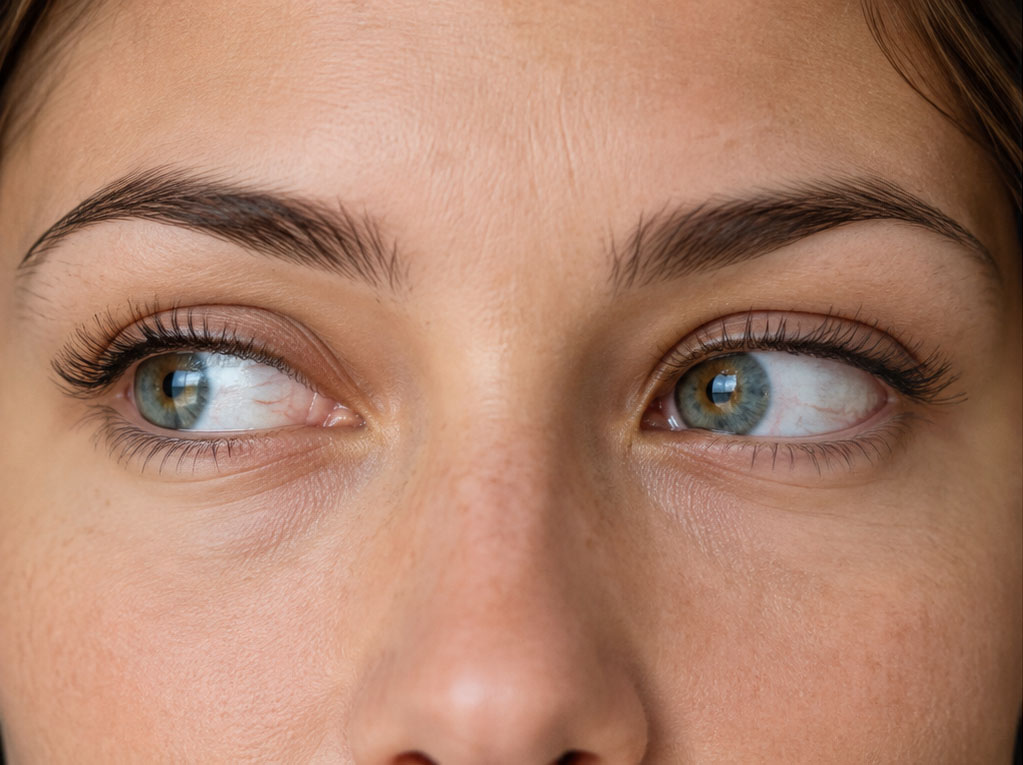 Woman's eyes looking to the left as she does EMDR.